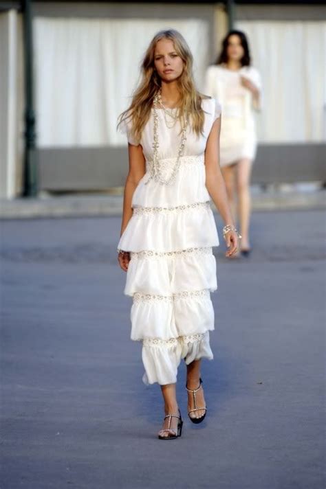 chanel layered white dress